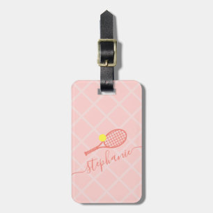 Custom Pink Tennis Monogram Travel Gepäckanhänger