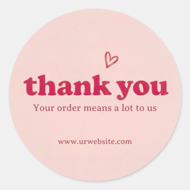 Custom Pink Thank You Business Sticker  (Vorderseite)