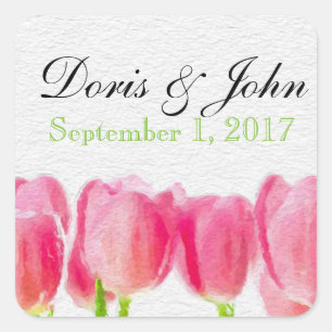 Custom Pink Tulip Wedding Umschlag Aufkleber Stick