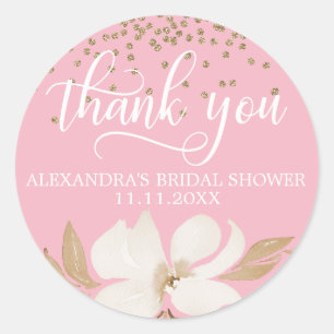 Custom PINK Watercolor Brautparty Vielen Dank Runder Aufkleber