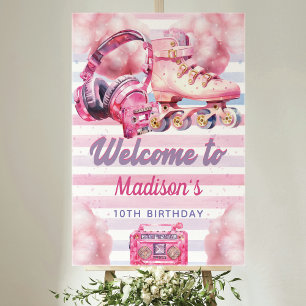 Custom Pink Watercolor Roller Blade Geburtstag Poster