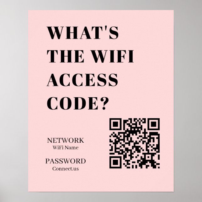 Custom Pink WiFi QR | Personalized Password Poster (Vorne)