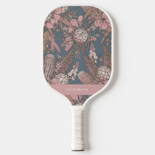 Custom Pink Wild Bush Blume Bouquet Pickleball Schläger