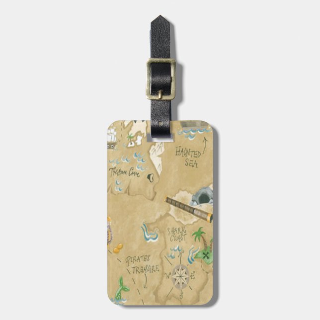 Custom Pirate Map Gepäcktag Gepäckanhänger (Vorderseite vertikal)