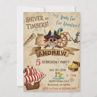 Custom Pirate Party Birthday Card Invitation Einladung