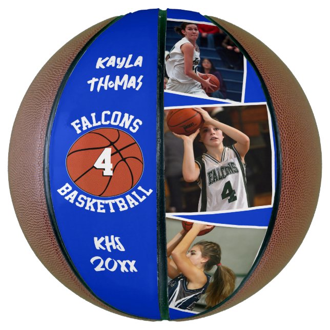 Custom Player Photos Team Name and Number Blue Basketball (Vertikal)