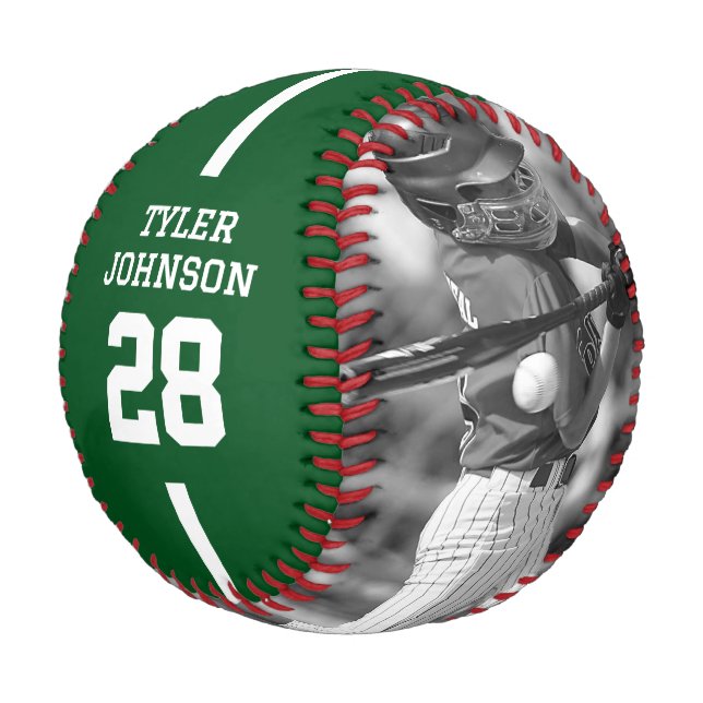 Custom Player Team Logo 2 Photo Green Baseball (Schrägansicht)