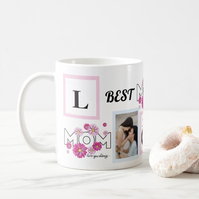 Custom Playful Happy Family Foto Collage Kaffeetasse (Mit Donut)