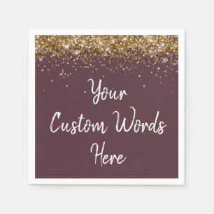 Custom Plum Lila Gold Serviette Geburtstagsparty