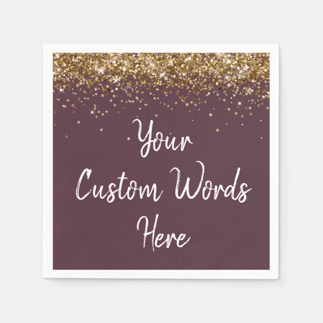 Custom Plum Lila Gold Serviette Geburtstagsparty (Vorderseite)