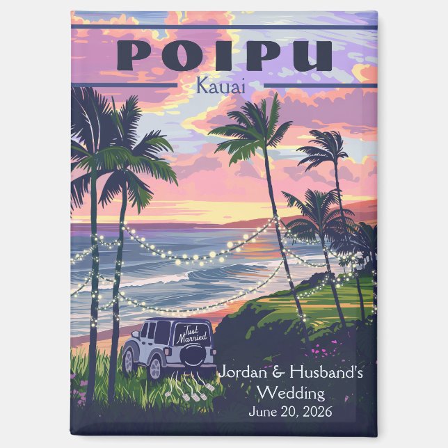 Custom Poipu Kauai Wedding  2 Magnet (Vorderseite)