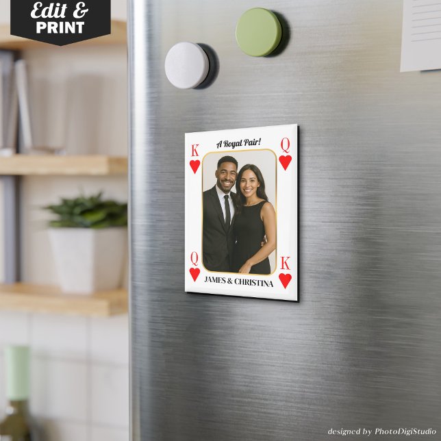 Custom Poker Card Magnet, Royal Pair Paares Gesche Magnet (Custom Poker Card Magnet, Personalized Royal Pair Magnet Anniversary Valentines Couples Gift )