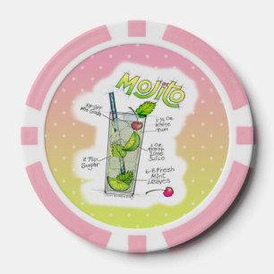 CUSTOM POKER CHIPS - MOJITO RECIPE COCKTAIL ART