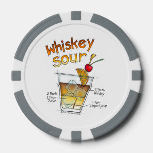 CUSTOM POKER CHIPS - WHISKEY SOUR RECIPE COCKTAIL