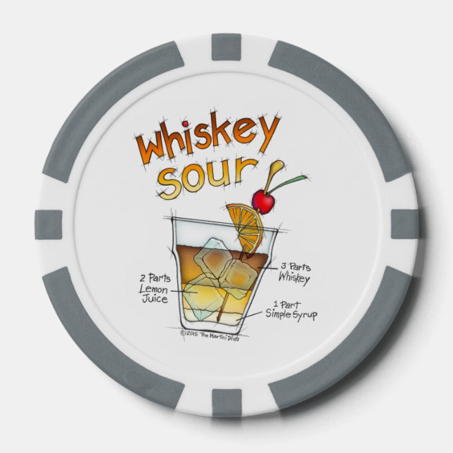 CUSTOM POKER CHIPS - WHISKEY SOUR RECIPE COCKTAIL (Vorderseite)