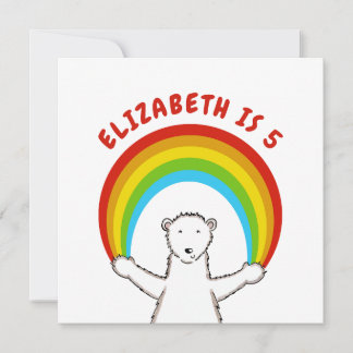 Custom Polar Bear & Rainbow Birthday Einladung