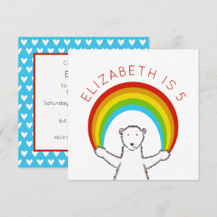 Custom Polar Bear & Rainbow Birthday Einladung