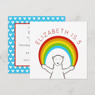 Custom Polar Bear & Rainbow Birthday Einladung