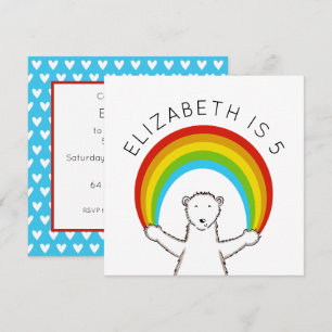 Custom Polar Bear & Rainbow Birthday Einladung