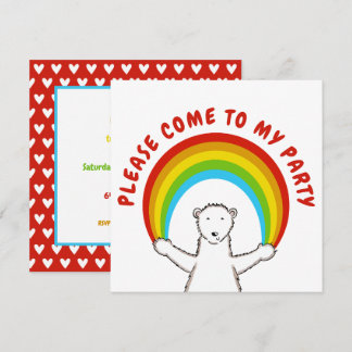 Custom Polar Bear & Rainbow Birthday Einladung