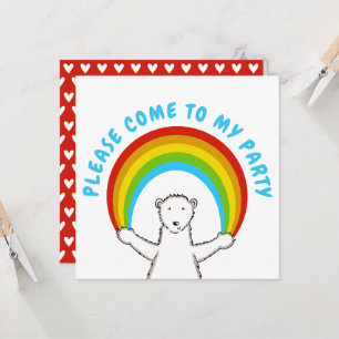 Custom Polar Bear & Rainbow Birthday Einladung