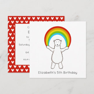 Custom Polar Bear & Rainbow Birthday Einladung