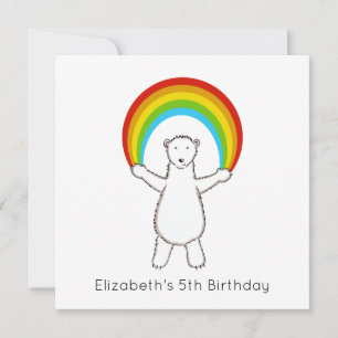Custom Polar Bear & Rainbow Birthday Einladung
