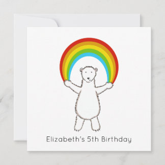 Custom Polar Bear & Rainbow Birthday Einladung