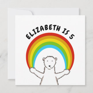 Custom Polar Bear & Rainbow Birthday Einladung