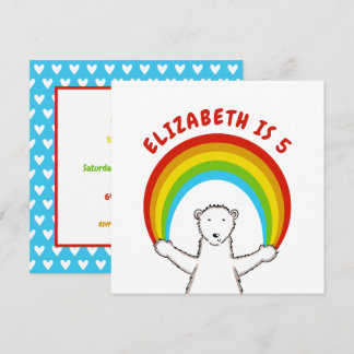 Custom Polar Bear & Rainbow Birthday Einladung