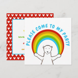 Custom Polar Bear & Rainbow Birthday Einladung