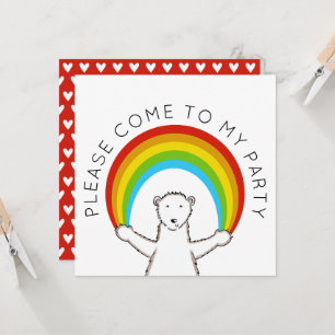 Custom Polar Bear & Rainbow Birthday Einladung
