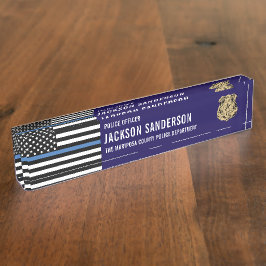 Custom Police Officer Department Thin Blue Line Namensplakette