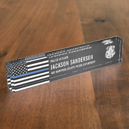 Custom Police Officer Department Thin Blue Line Namensplakette