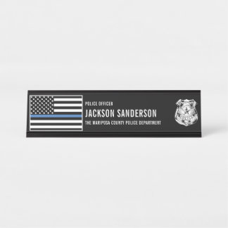 Custom Police Officer Department Thin Blue Line Schreibtischnamensplakette