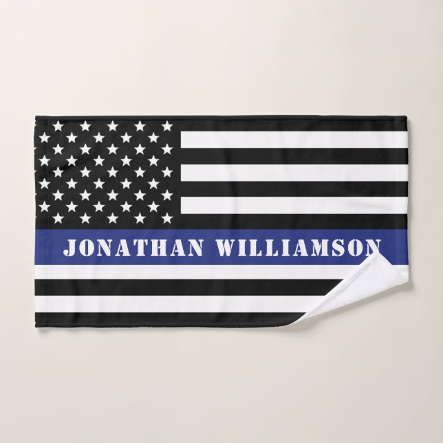 Custom Police Officer Thin Blue Line Polizeiabteil Handtuch (Handtuch)