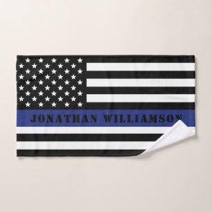 Custom Police Officer Thin Blue Line Polizeiabteil Handtuch