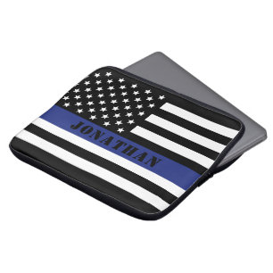 Custom Police Officer Thin Blue Line Polizeiabteil Laptopschutzhülle