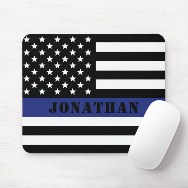Custom Police Officer Thin Blue Line Polizeiabteil Mousepad (Mit Mouse)
