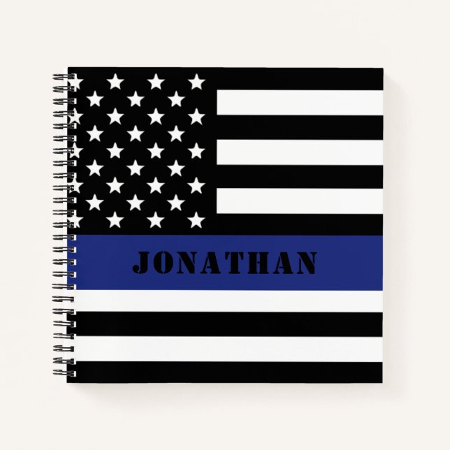Custom Police Officer Thin Blue Line Polizeiabteil Notizbuch (Vorderseite)