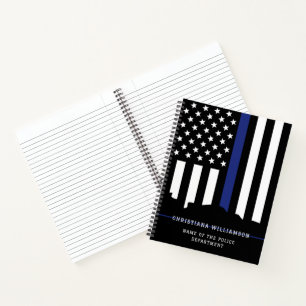 Custom Police Officer Thin Blue Line Polizeiüberga Notizbuch