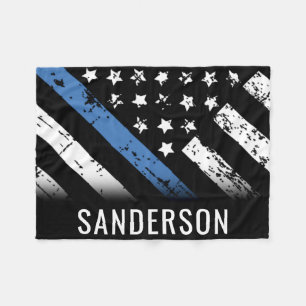 Custom Police Thin Blue Line American Flag Officer Fleecedecke