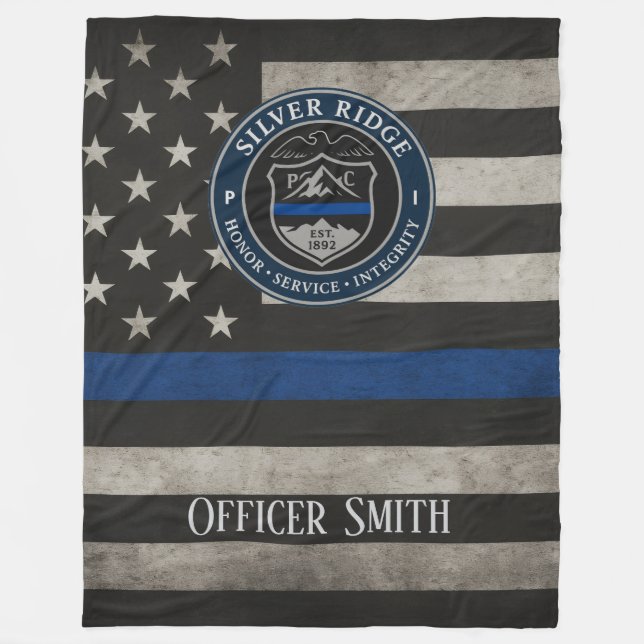 Custom Police Thin Blue Line Blanket Fleecedecke (Vorderseite)
