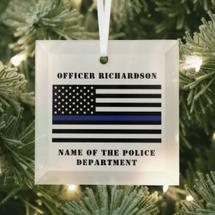 Custom Police Thin Blue Line Strafverfolgung Ornament Aus Glas