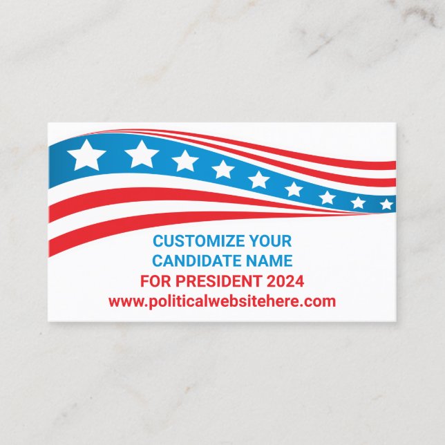 Custom Political Campaign 2024 American Flag Visitenkarte (Vorderseite)