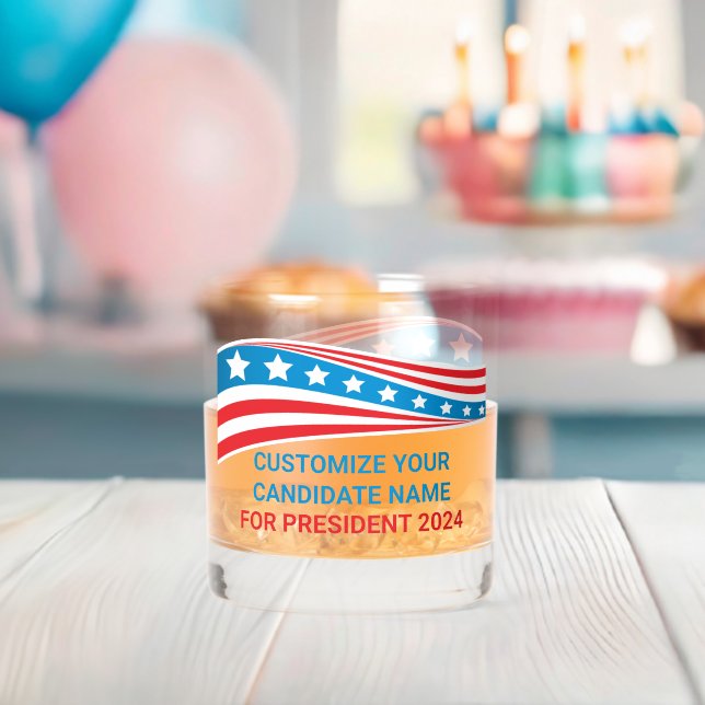 Custom Political Campaign 2024 American Flag Whiskyglas (Insitu (Baby Party))