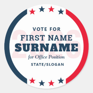 Custom Political Election Campaign Candidate Name Runder Aufkleber