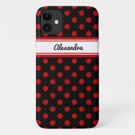 Custom Polka Dot Red Black Background Case-Mate iPhone Hülle