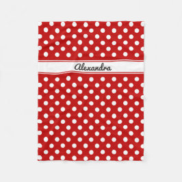 Custom Polka Dot Red White Background Fleecedecke