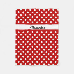 Custom Polka Dot Red White Background Fleecedecke